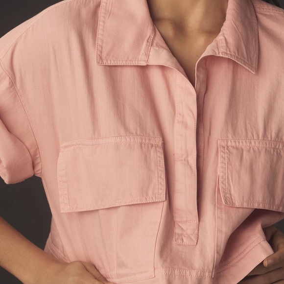 NWT Anthropologie Pilcro Short-Sleeve Cropped Boxy Top Size M - Picture 3 of 4